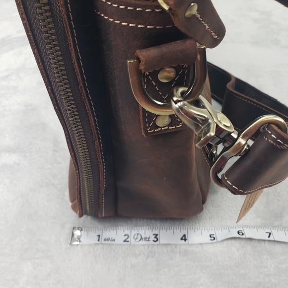 Leather Messenger Bag Briefcase Laptop Satchel Brown Men's Commuter Business - Picture 5 of 13